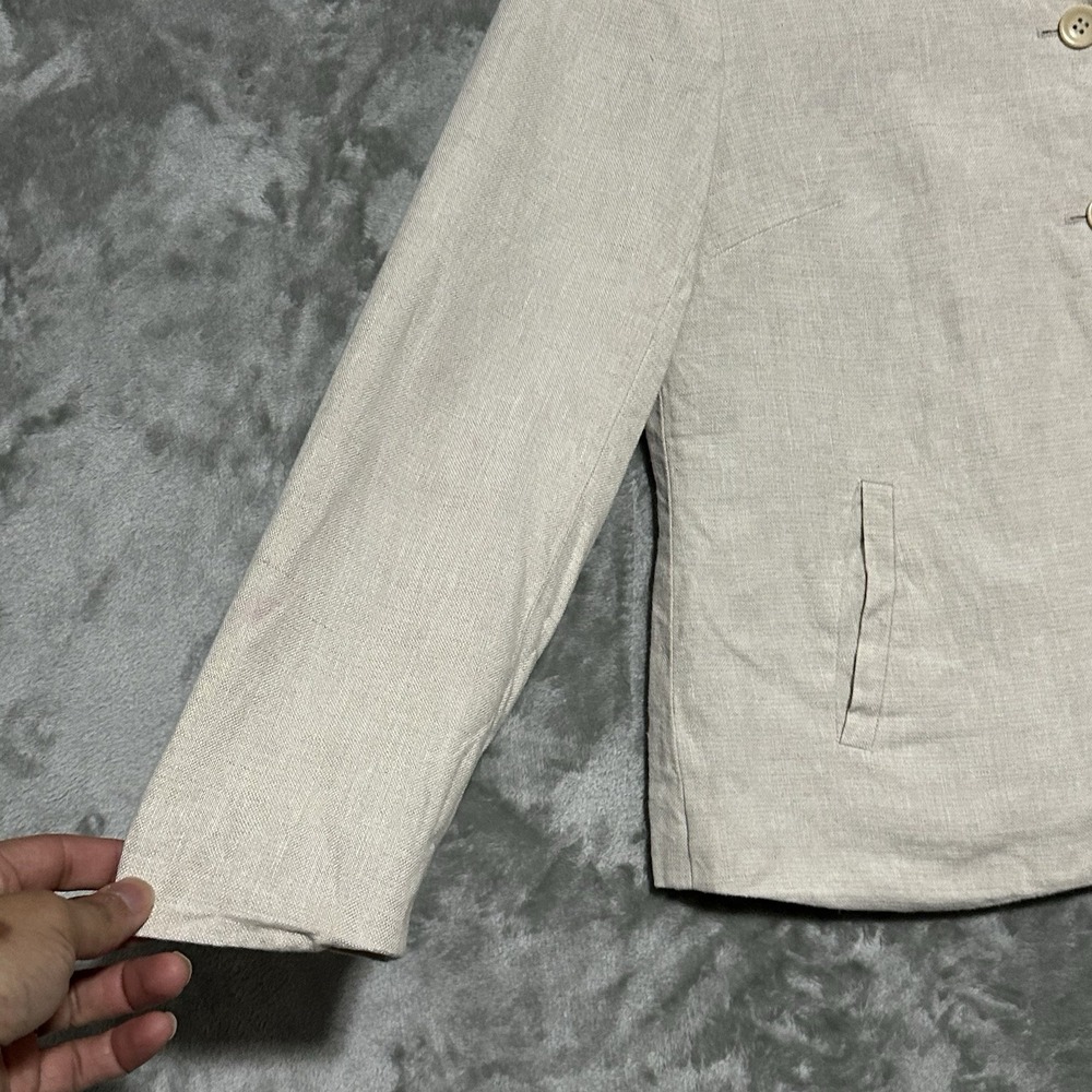 Vintage Talbots Petites 100% Irish Linen Blazer Jacket Womens 4P Ivory Old Money - Picture 3 of 10